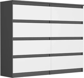 Comoda cu 8 sertare R-120-S8 - diferite variante de culoare antracit mix alb