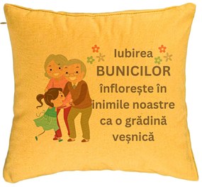 Perna Decorativa pentru Bunici 2, 40x40 cm, Galben, Husa Detasabila, Burduf