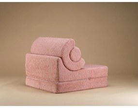 Fotoliu pentru copii roz cu tapițerie din țesătură bouclé Flipster – Wigiwama