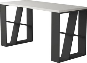 Masa birou HONEY, alb/gri antracit, PAL melaminat, 140x60x75 cm