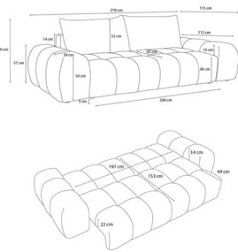 Canapea gri închis extensibilă/cu spațiu de depozitare cu tapițerie din chenille 278 cm Everest – Bobochic Paris