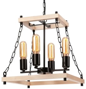 Lustră pe lanț JASPER 4xE27/60W/230V fag/bej