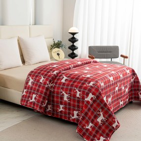 Cuvertura de pat DEER AND PLAID rosu Dimensiune: 170 x 210 cm