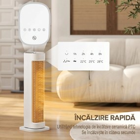 HOMCOM Termoventilator Ceramic 2000W 3 Temperature, Timer 15H și Telecomandă | Aosom Romania