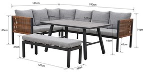 Set de mobilier de grădină de colț Texas cu 8 locuri