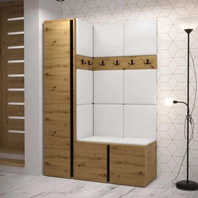 Hol Timothy IX (stejar artisan + stejar artisan + Negru) (piele ecologică Soft 017 (Alb)). 1060214