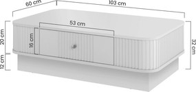Măsuță de cafea Vesper 103x60 cm cu sertar și mâner negru - culoare cașmir / nuc
