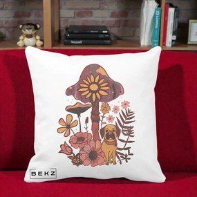 Perna Decorativa Ciuperca Caine Boho, 40x40 cm, Alba Mata, Husa Detasabila, Perna Inclusa, BEKZ®