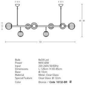 Lustra 8L design modern Datiu bronz