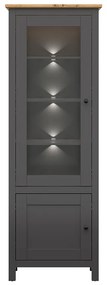 Vitrină Hesen REG1W1D/20/7 (cu iluminat LED) (grafit + Stejar artisan). 1062517