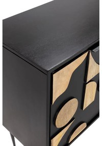 Comodă neagră din lemn de mango 175x90x40 cm Navya – MOME