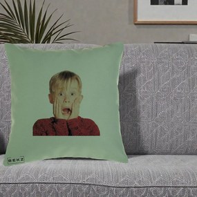Perna Decorativa Kevin Singur Acasa, 40x40 cm, Verde, Husa Detasabila, Perna Inclusa, BEKZ®