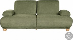 Canapea extensibilă 3 locuri din stofă verde, cu spătar și brațe rabatabile, aspect retro, 95 x 245 x 125 cm, „Hyères”