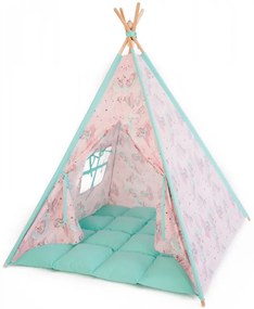 Set Cort de joaca teepee, Unicorn Heaven-Mint, 120 x 120, salteluta si kit fixare