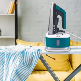 Fier de calcat Beper P204CAL200, 2250W, Placa ceramica, Termostat, Filtru, Ciclu continuu, Alb/albastru-verde
