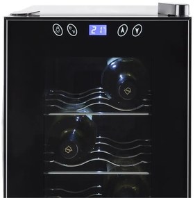 KLARSTEIN VINAMORA, neagră, frigider de vin, 35 litri, 12 sticle, LED-uri, la atingere