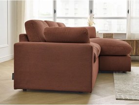 Colțar portocaliu cu tapițerie din catifea reiată Belair – Bobochic Paris