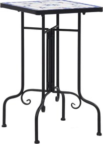 vidaXL Masă laterală cu mozaic, albastru și alb, ceramică