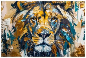 Tablou - pictură în ulei abstractă cu leu (90x60 cm)
