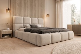 Pat tapițat cu ladă de depozitare Cloud 160x200 - bouclé bej Quelle 03