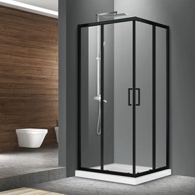 Cabina dus patrata neagra 80x80 cm, Mediterraneo, Hector 2 800x800 mm