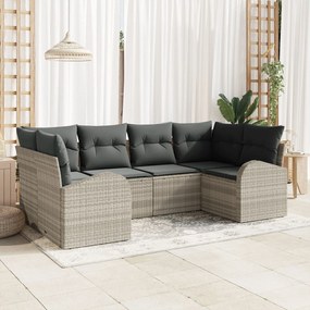 vidaXL Set de canapele pentru grădină 6 pcs Gri deschis Rattan poli