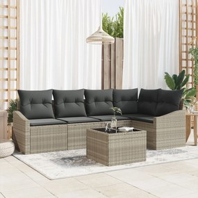 vidaXL Set de canapele pentru grădină 6 pcs Gri deschis Rattan poli