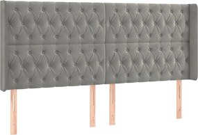 vidaXL Tăblie de pat cu aripioare gri deschis 183x16x118/128cm catifea