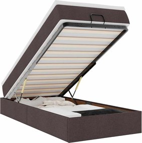 vidaXL Cadru de pat otoman cu saltea țesătură maro închis 90x190cm