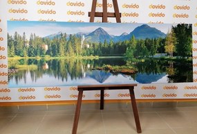 Tablou panoramă inedită a munților lângă lac