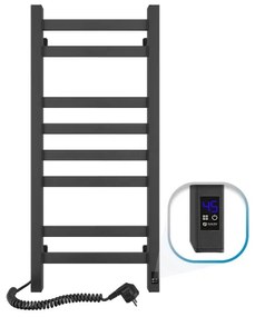 Radiator de baie tip scară AVANGARD, 251 W/230 V, 80,6 cm, IP44, negru, racord pe stânga, cu termostat