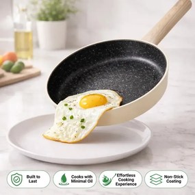 Set cratite, cos de prajit si tigaie Just Perfecto JL-331, 6 piese, Acoperire marmura, Inductie, Capac din sticla cu orificiu pentru abur, Bej