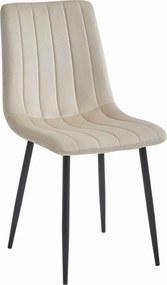 OFERTA Scaun catifea bej LAVA cu picioare negre calitatea a II-a