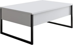 Masuta cafea Luxe, alb/negru, PAL/metal, 90x60x40 cm