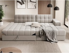 Colțar bej extensibil cu tapițerie din catifea (cu colț pe partea dreaptă/cu șezlong) Blezalt – ELTAP