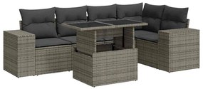 3326801 vidaXL Set mobilier grădină cu perne, 6 piese, gri, poliratan