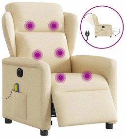 vidaXL Fotoliu electric de masaj rabatabil, crem, textil