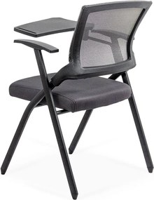 Scaun conferință gri HRC 603 pliabil cu măsuță rabatabilă și mesh