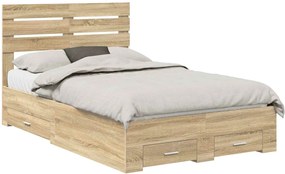 vidaXL Cadru de pat cu sertar cu headboard cu depozitare Lemn compozit
