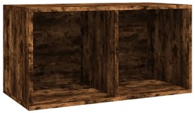 815252 vidaXL Cutie de depozitare viniluri, stejar fumuriu, 71x34x36 cm, lemn