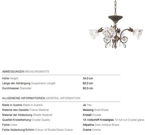 Candelabru cristal design lux LA BOHEME D-60cm 4L old patina