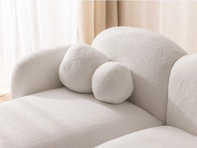 Colțar crem cu tapițerie din țesătură bouclé (cu colț pe partea stângă/cu șezlong) Orbit – Ropez