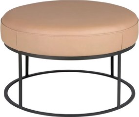 Bancheta rotunda tapitata cu piele naturala Maro