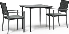 vidaXL Set mobilier de grădină cu perne, 3 piese, poliratan și oțel