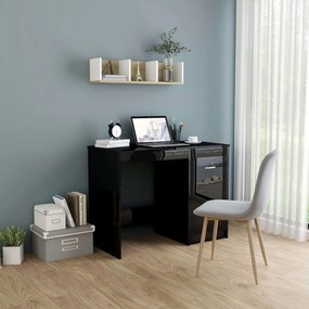 801803 vidaXL Birou, negru extralucios, 100 x 50 x 76 cm, PAL