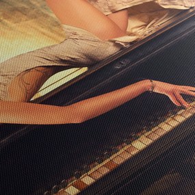 Tablou - Femeia și pian (cu ceas) (90x30 cm)