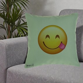 Perna Decorativa Emoji Limba Scoasa, 40x40 cm, Verde, Husa Detasabila, Perna Inclusa, BEKZ®