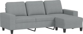 vidaXL Canapea cu 3 locuri și taburet, gri deschis, 180 cm, textil