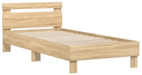 838563 vidaXL Cadru de pat cu tăblie stejar sonoma 90x190 cm lemn prelucrat