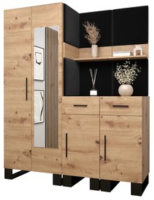 Set mobilier pentru hol Amanda 15 (Stejar artisan + Negru). 1085987